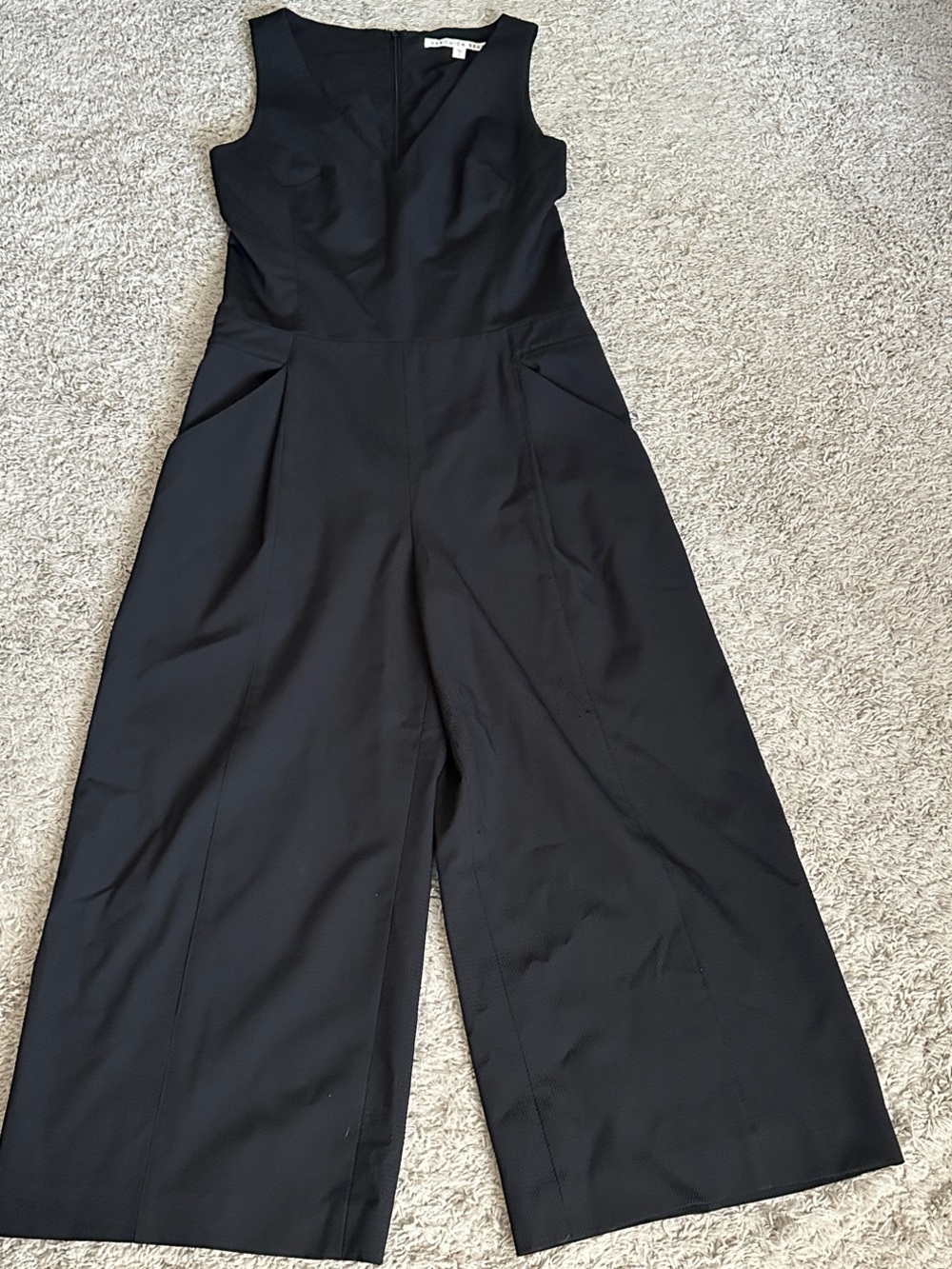 Veronica Beard Black Sleeveless Wide-Leg Jumpsuit